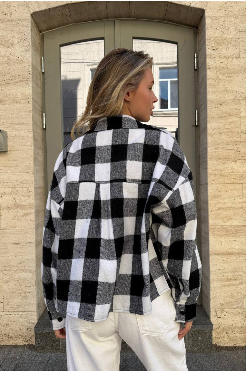 Рубашка женская байковая черного цвета с принтом 1043 210223 Рубашка женская байковая черного цвета с принтом 1043 210223