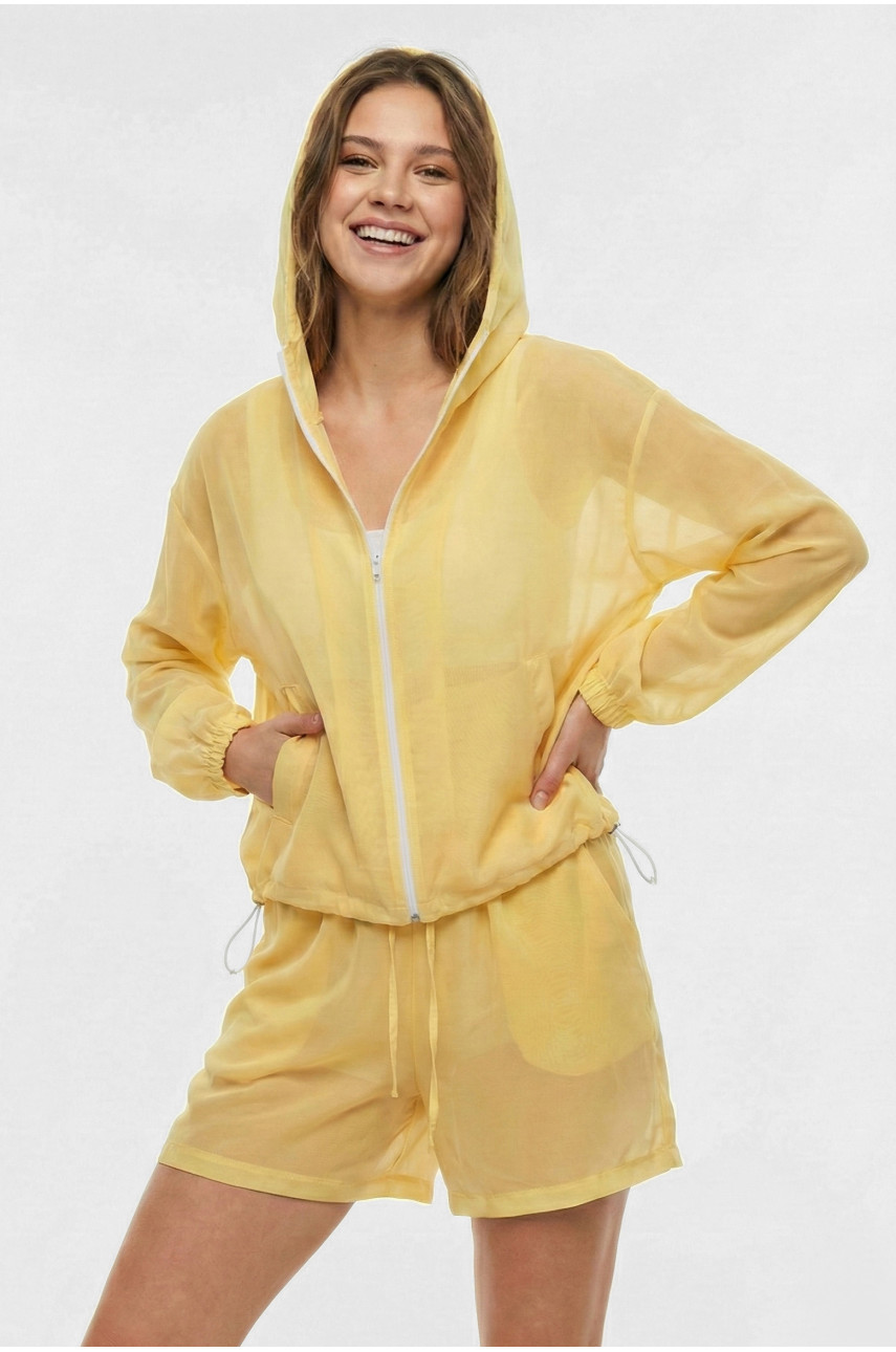 Спортивний костюм жіночий однотонний жовтого кольору 933 210240