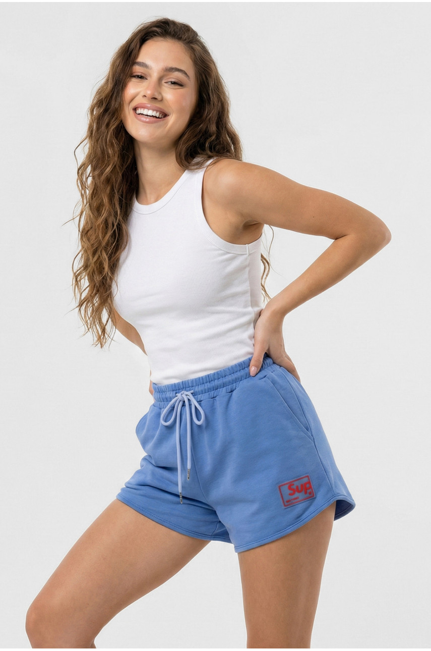 Шорты женские однотонные синего цвета 969 210244