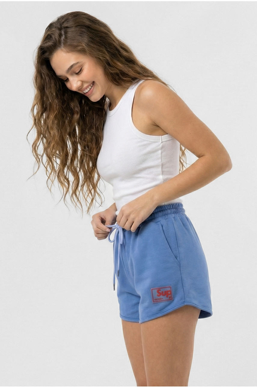 Шорты женские однотонные синего цвета 969 210244