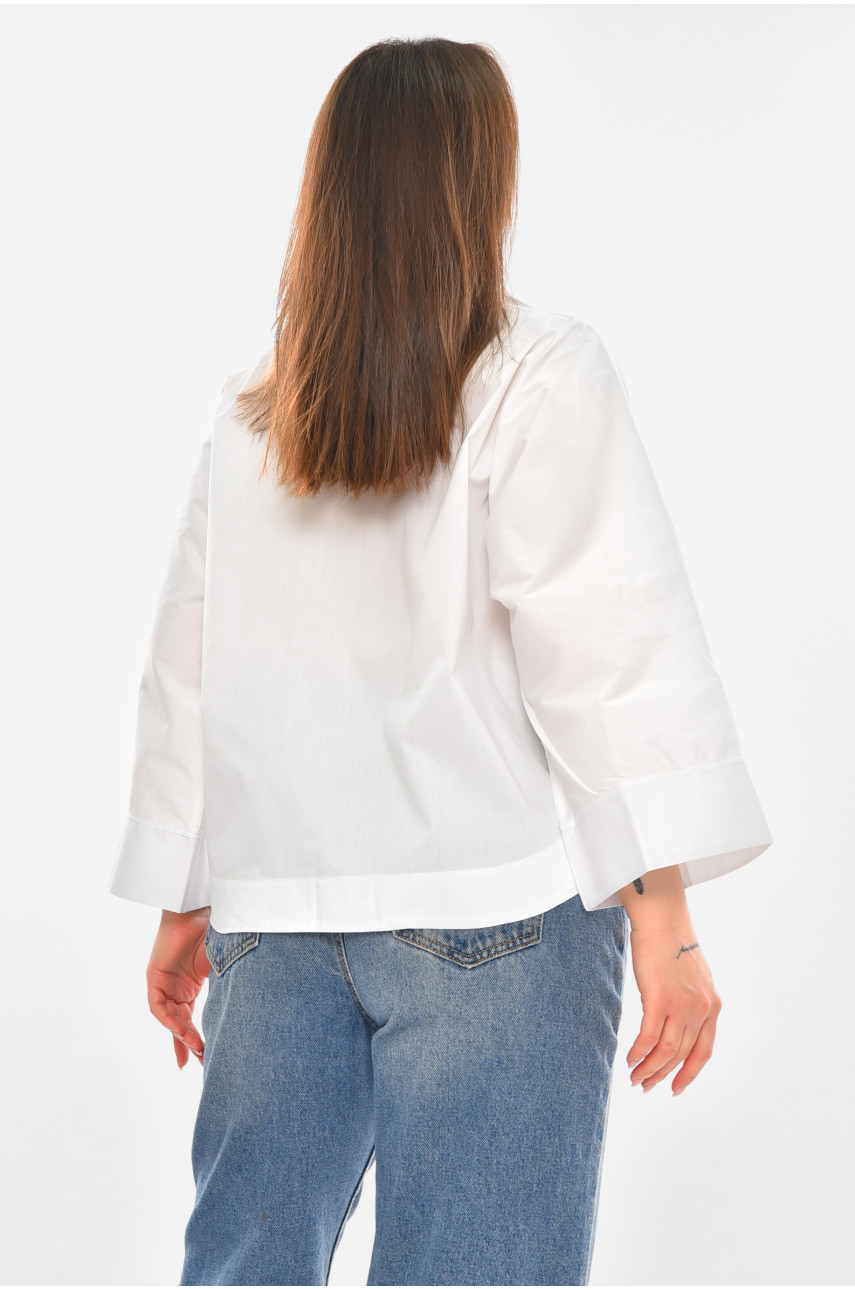 Рубашка женская однотонная белого цвета 884 210245 Рубашка женская однотонная белого цвета 884 210245