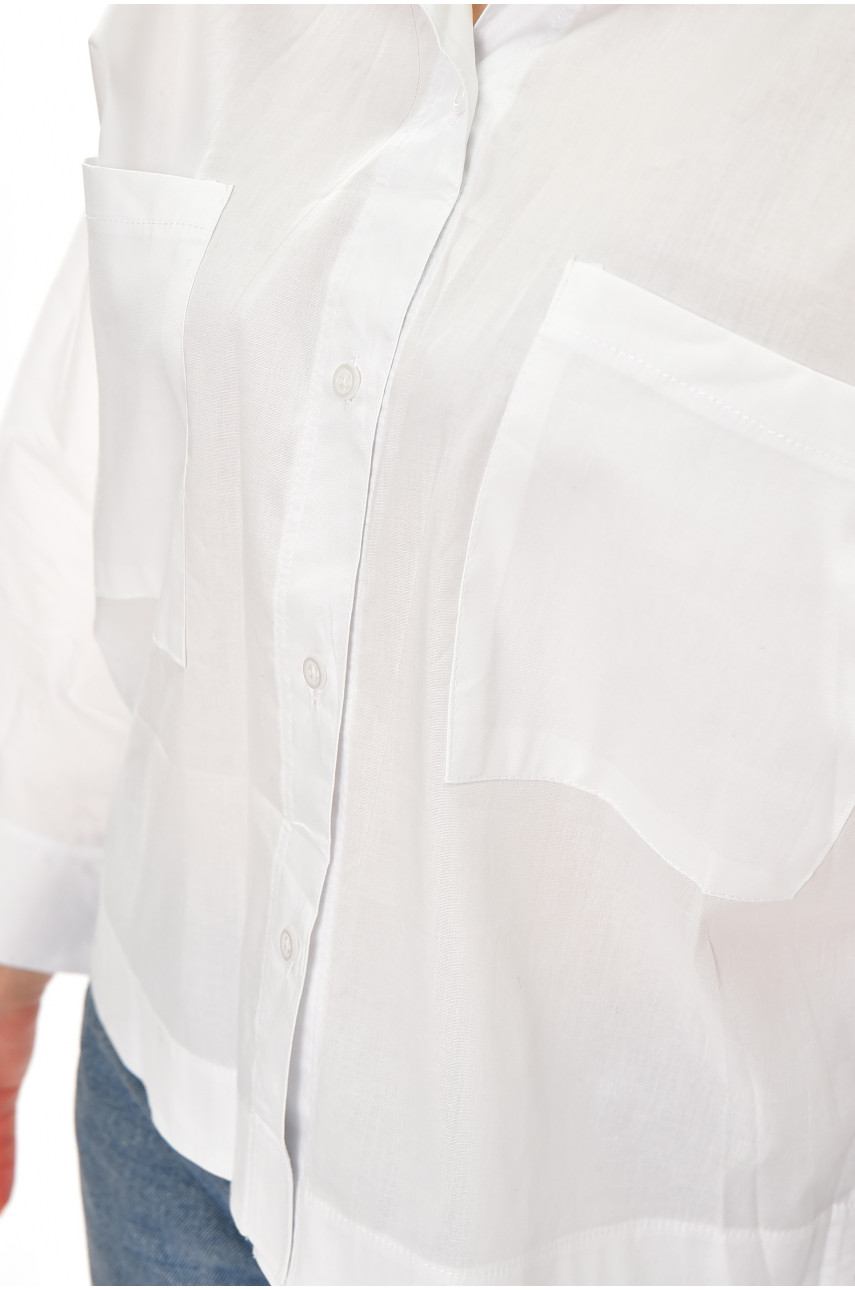 Рубашка женская однотонная белого цвета 884 210245 Рубашка женская однотонная белого цвета 884 210245