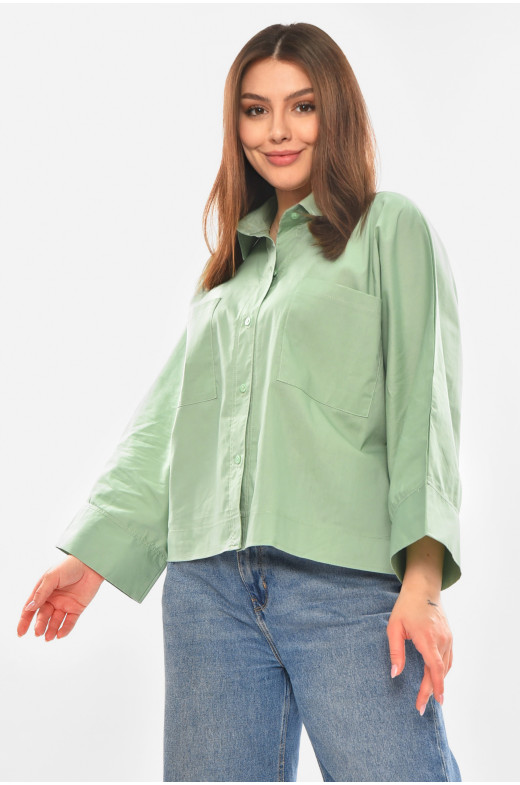 Рубашка женская однотонная мятного цвета 884 210246