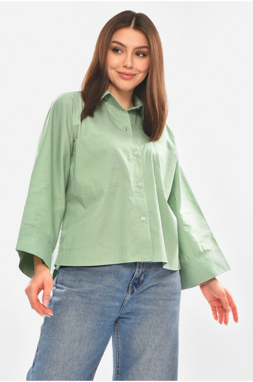 Рубашка женская однотонная мятного цвета 884 210246