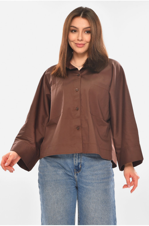 Рубашка женская однотонная шоколадного цвета 884 210247