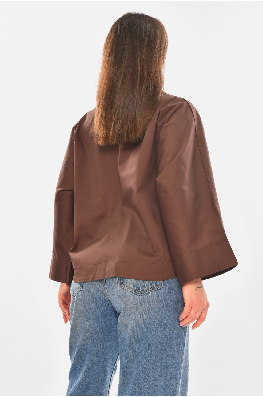 Рубашка женская однотонная шоколадного цвета 884 210247