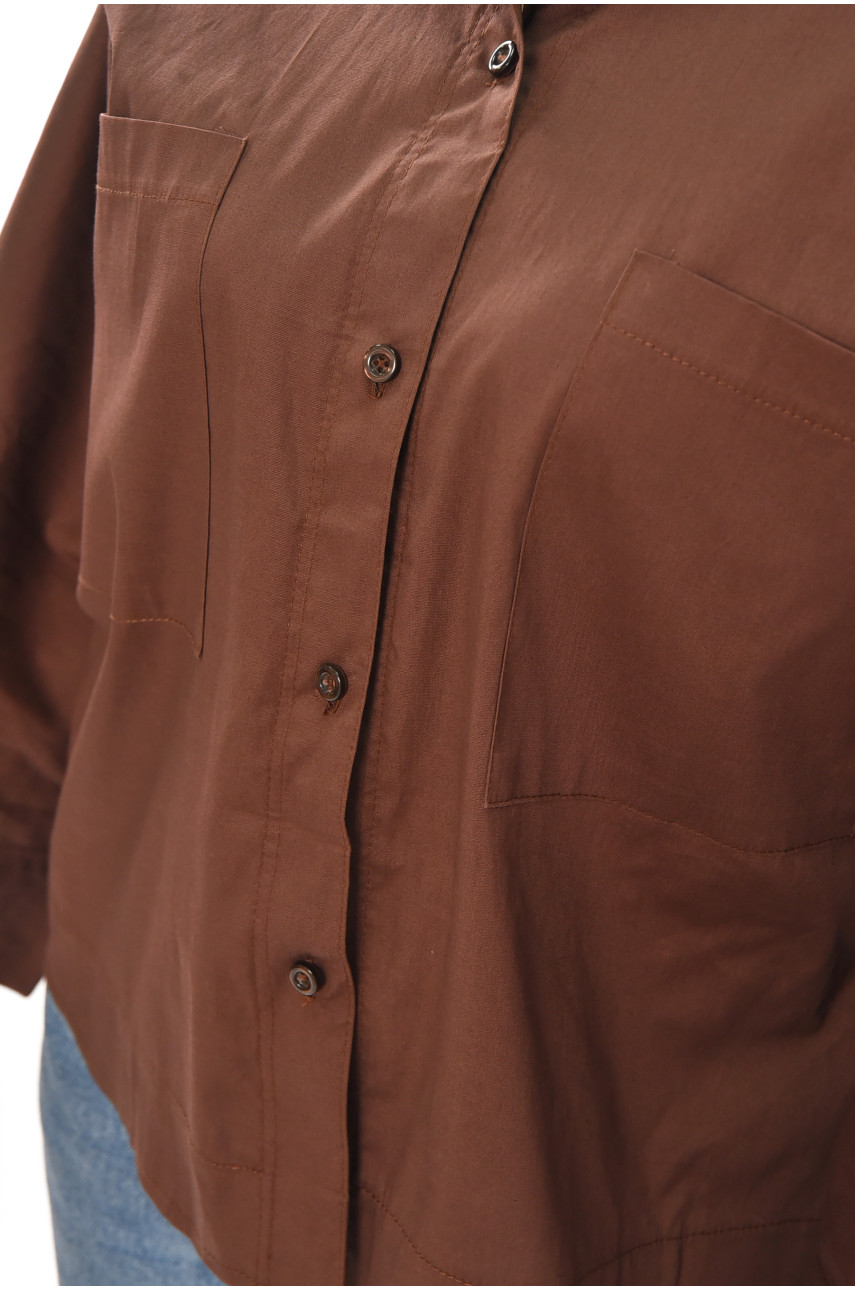 Рубашка женская однотонная шоколадного цвета 884 210247