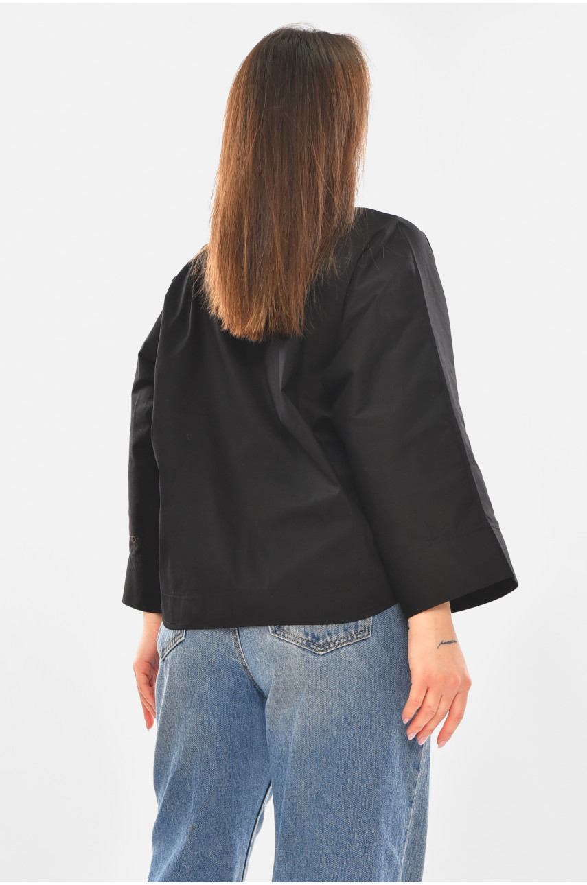 Рубашка женская однотонная черного цвета 884 210249