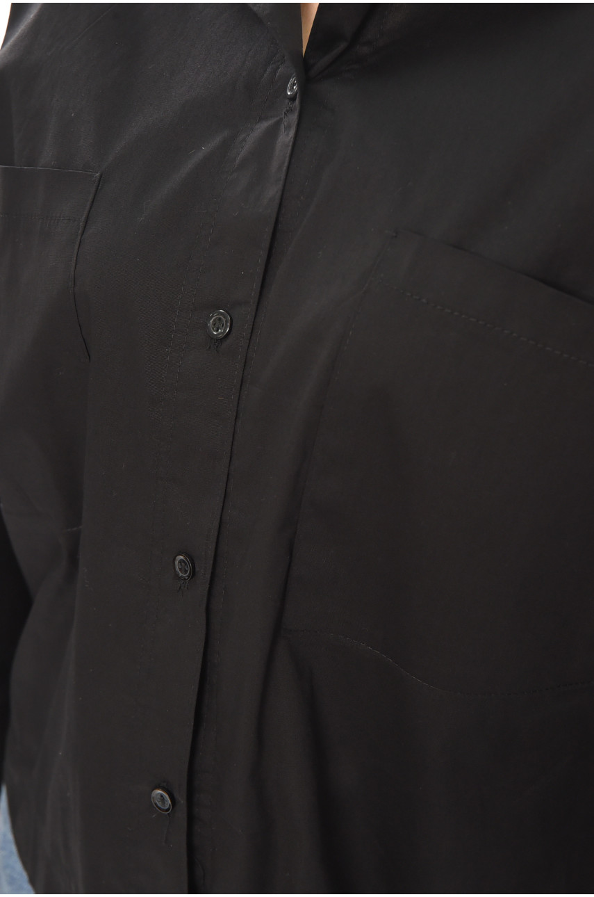 Рубашка женская однотонная черного цвета 884 210249