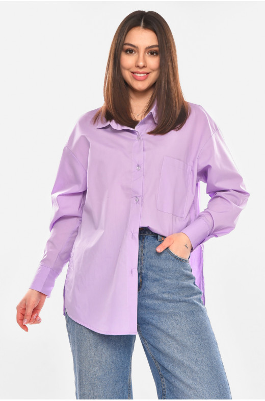 Рубашка женская однотонная сиреневого цвета 6251 210268