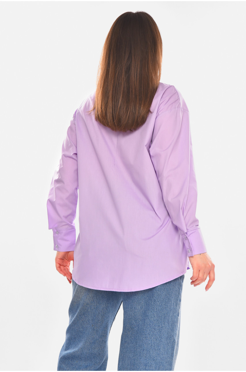 Рубашка женская однотонная сиреневого цвета 6251 210268