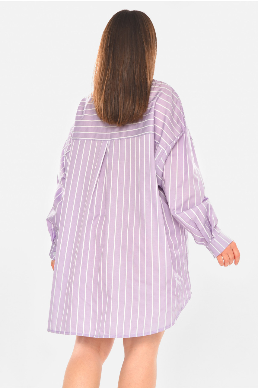 Рубашка женская полубатальная лавандового цвета с принтом 6023 210269 Рубашка женская полубатальная лавандового цвета с принтом 6023 210269