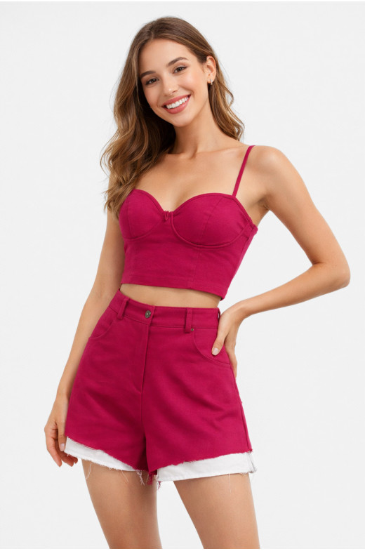 Костюм женский однотонный малинового цвета 5994 210278