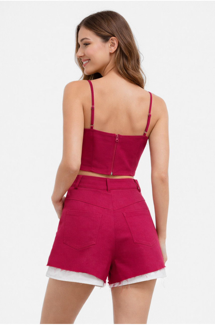 Костюм женский однотонный малинового цвета 5994 210278