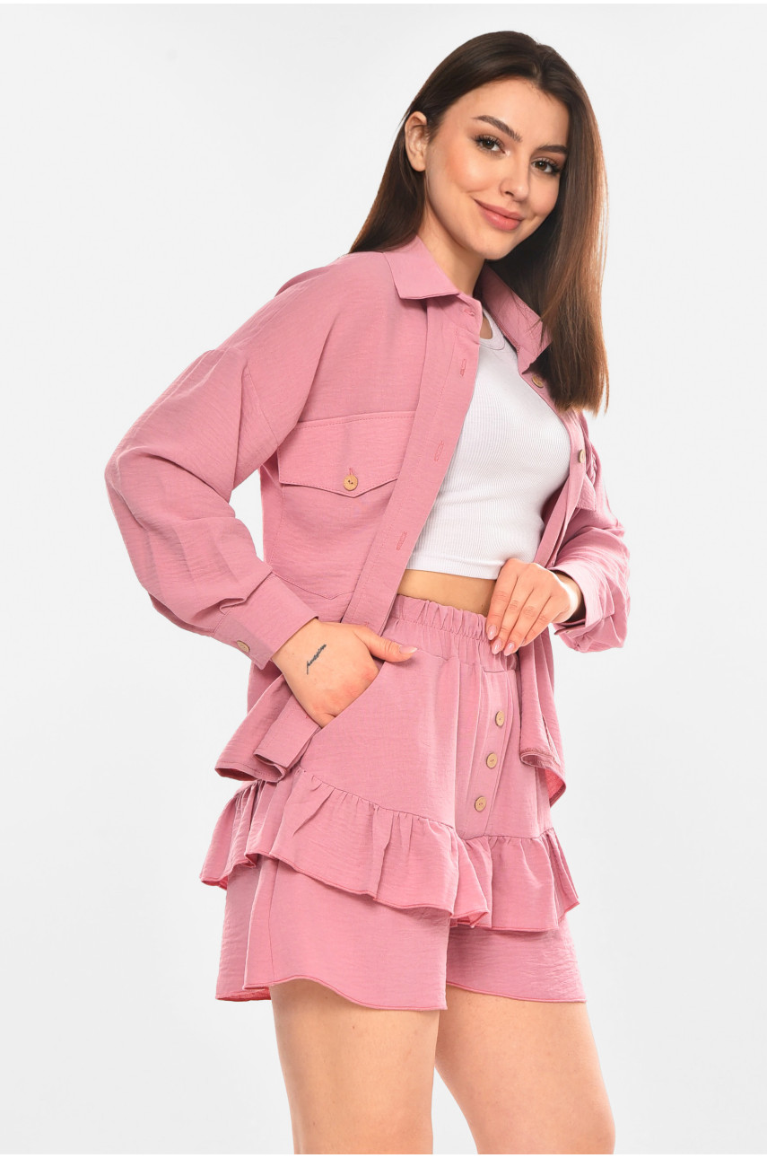 Костюм женский однотонный розового цвета 6549 210280