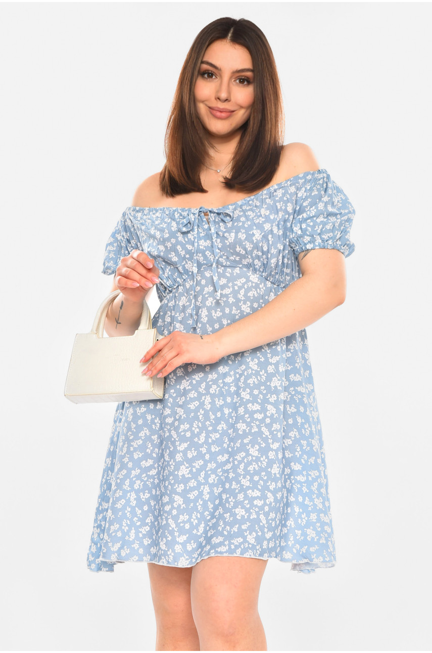 Платье женское голубого цвета с цветочным принтом 6122 210283