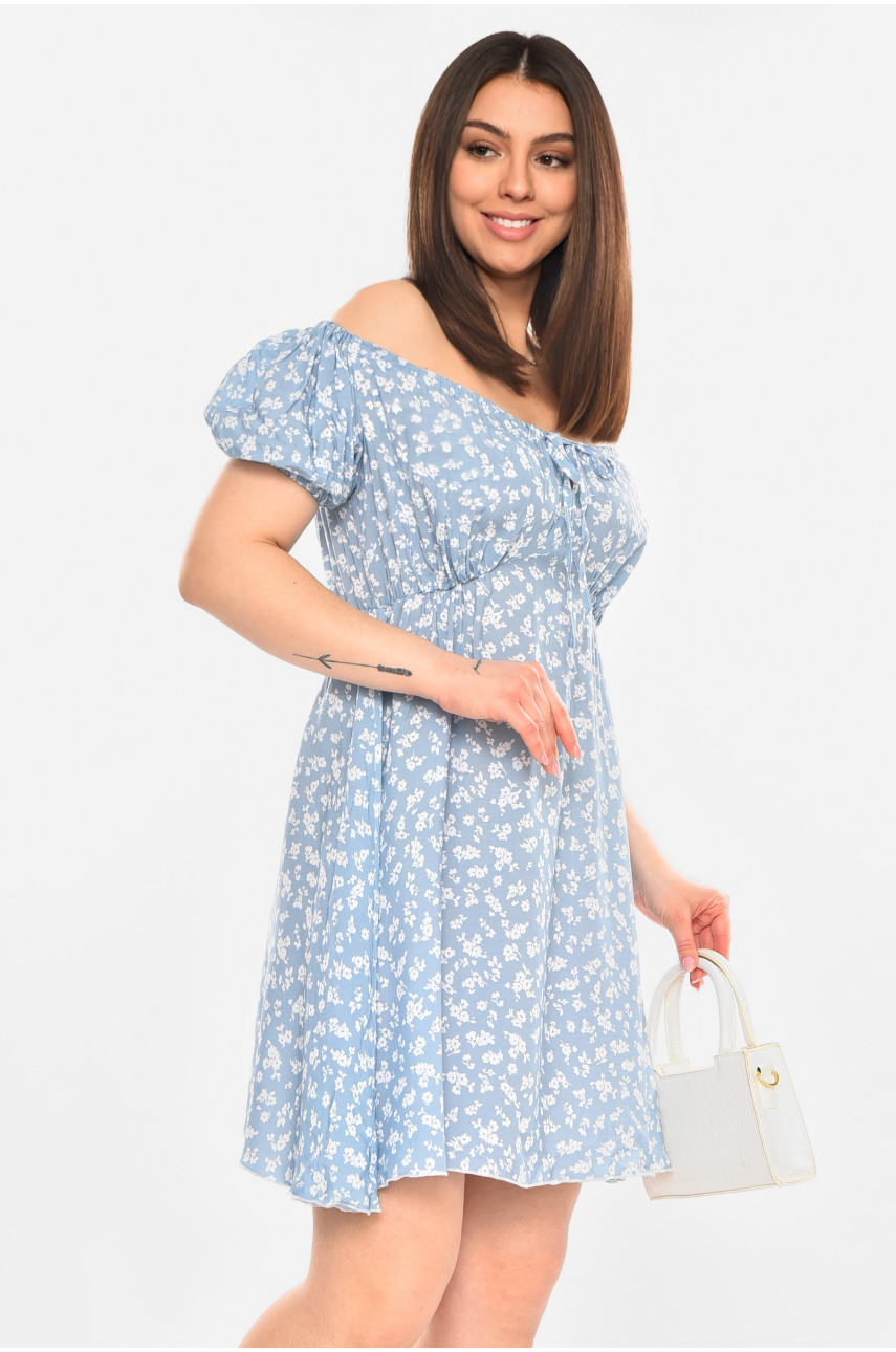 Платье женское голубого цвета с цветочным принтом 6122 210283