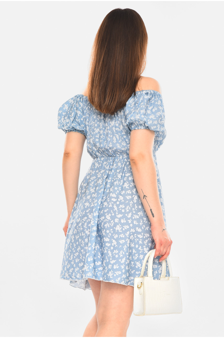 Платье женское голубого цвета с цветочным принтом 6122 210283