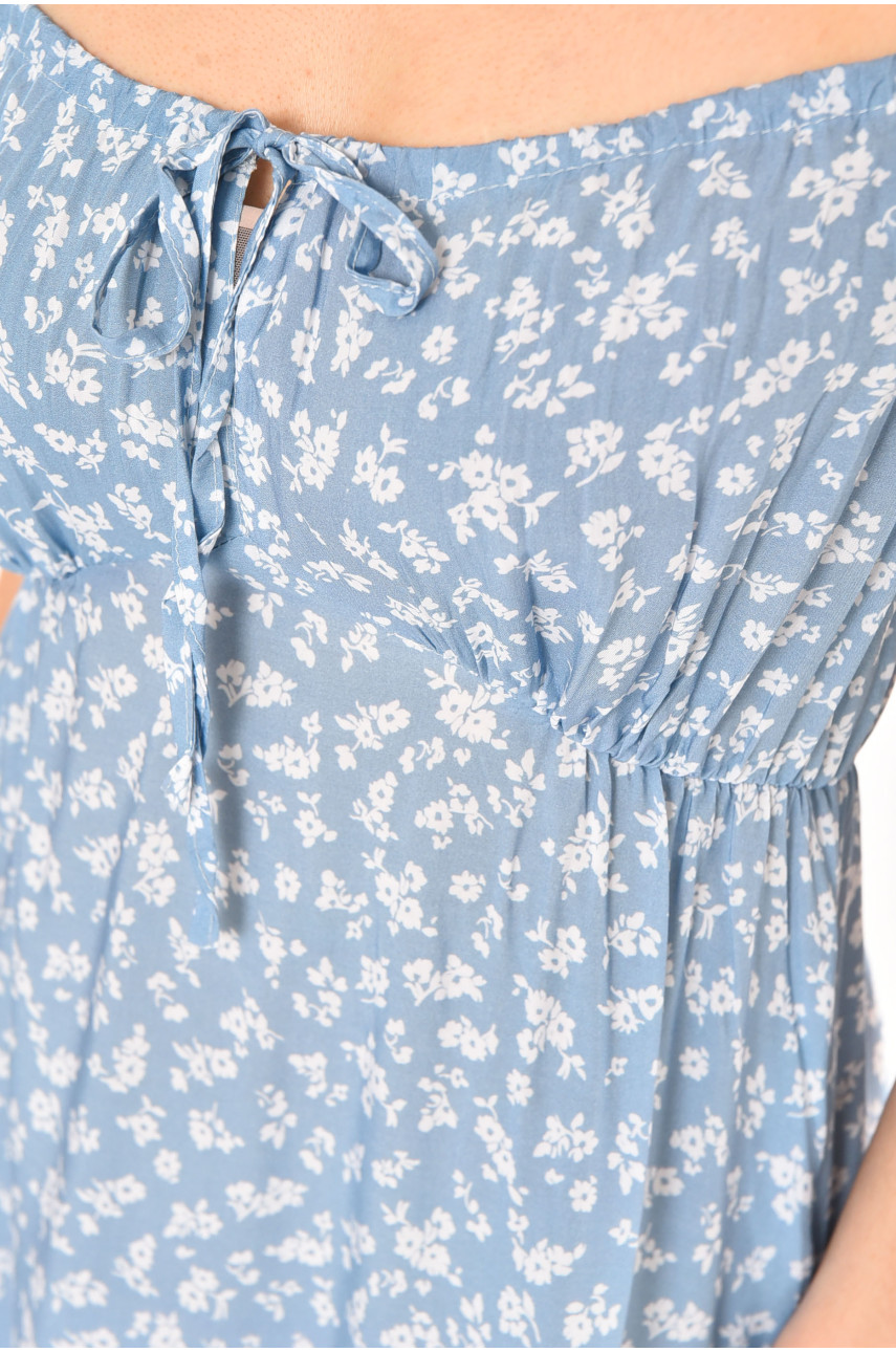 Платье женское голубого цвета с цветочным принтом 6122 210283