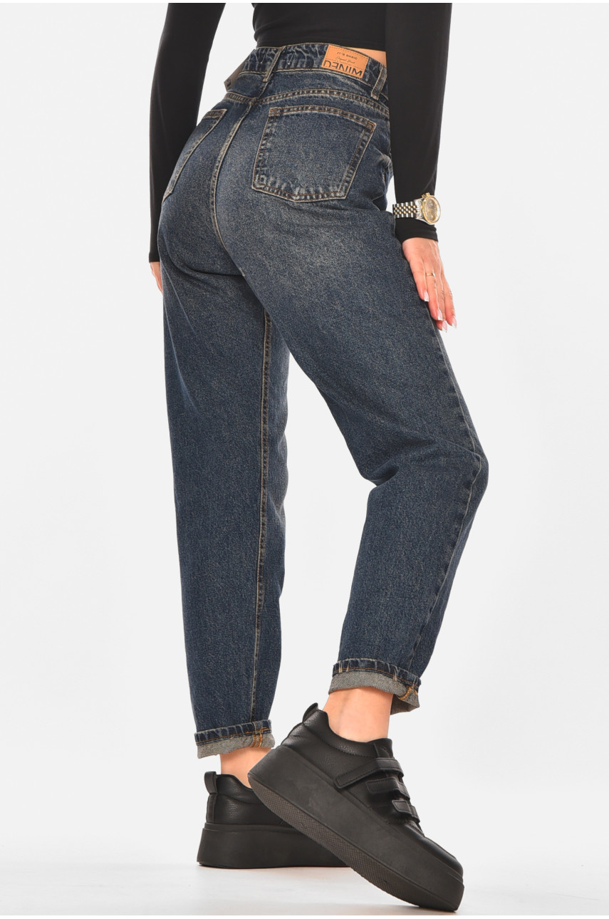 Джинси жіночі однотонні темно-синього кольору 3435 210313