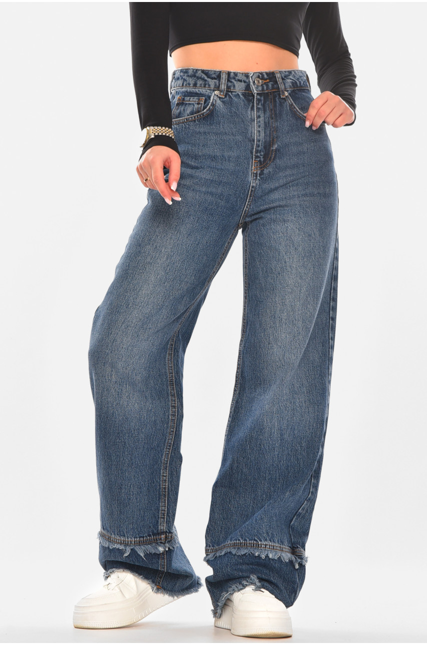 Джинсы женские однотонные тёмно-синего цвета 5023 210315