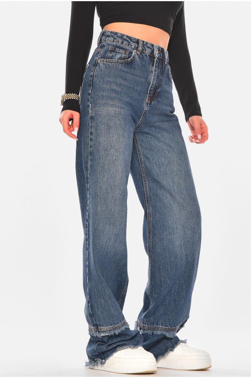 Джинсы женские однотонные тёмно-синего цвета 5023 210315
