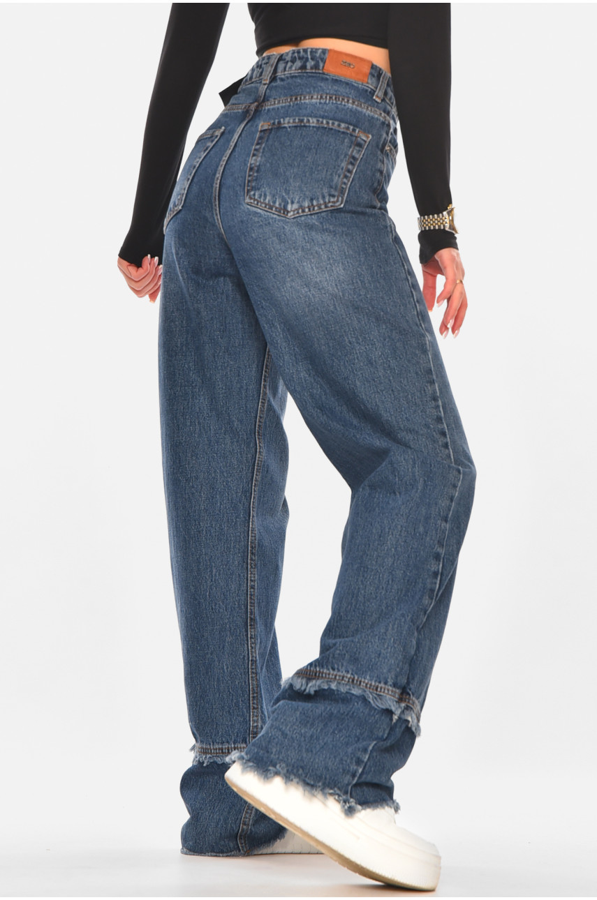 Джинсы женские однотонные тёмно-синего цвета 5023 210315