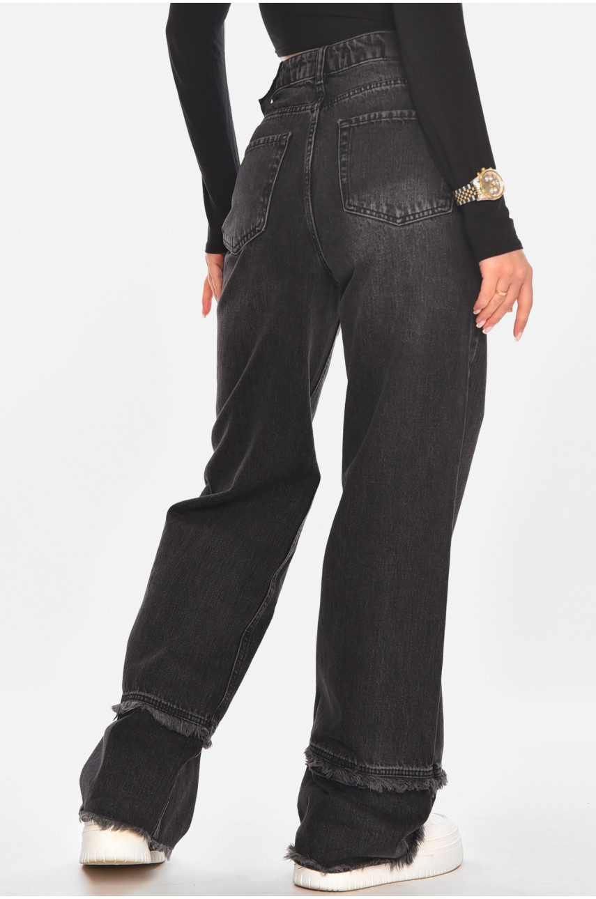 Джинси жіночі однотонні чорного кольору 2506 210320
