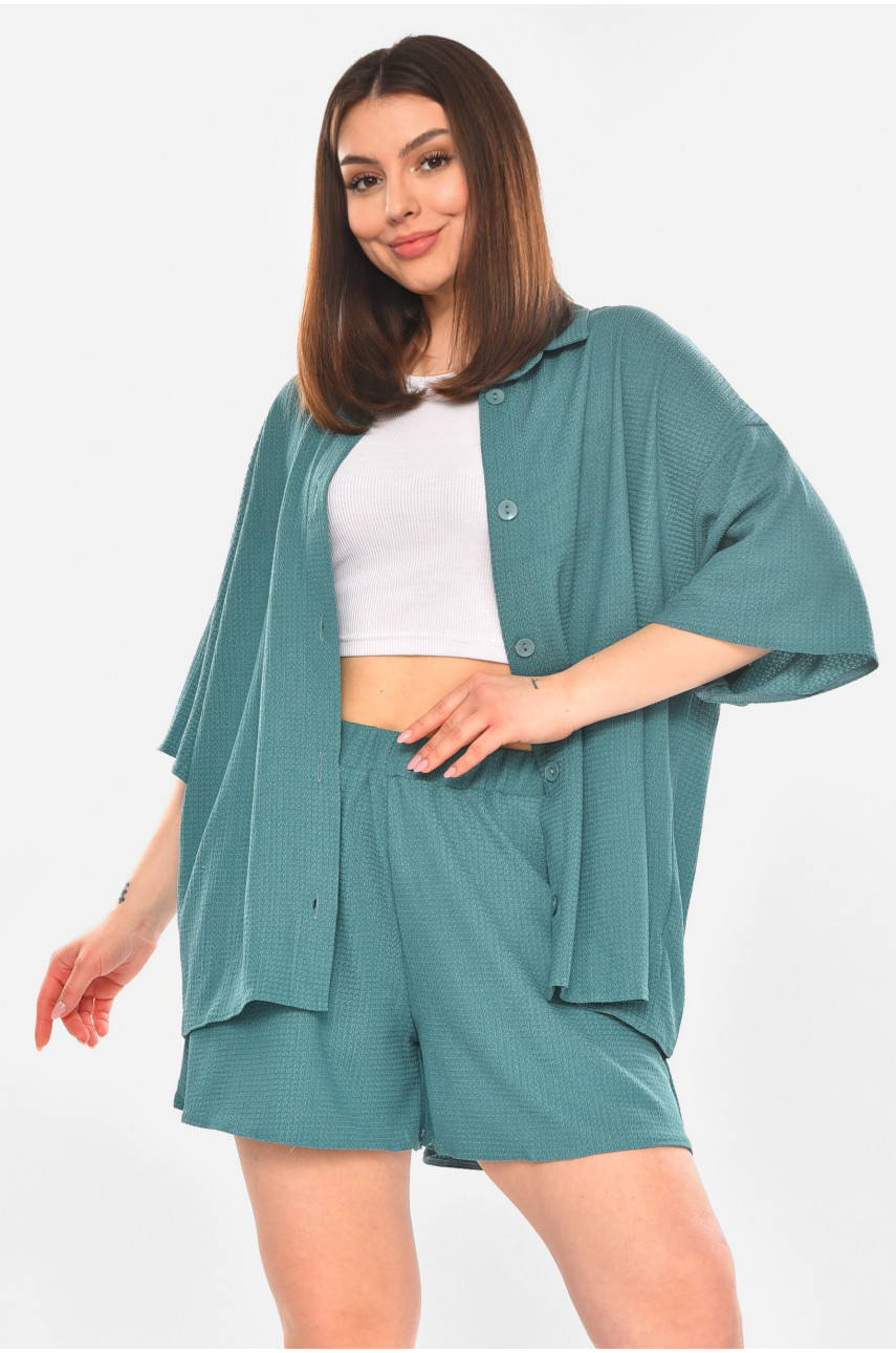 Костюм женский однотонный бирюзового цвета 2412 210330