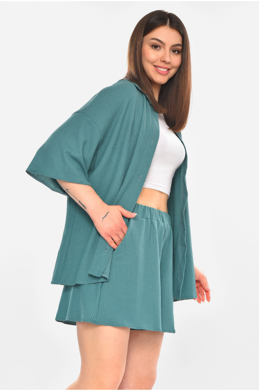 Костюм женский однотонный бирюзового цвета 2412 210330