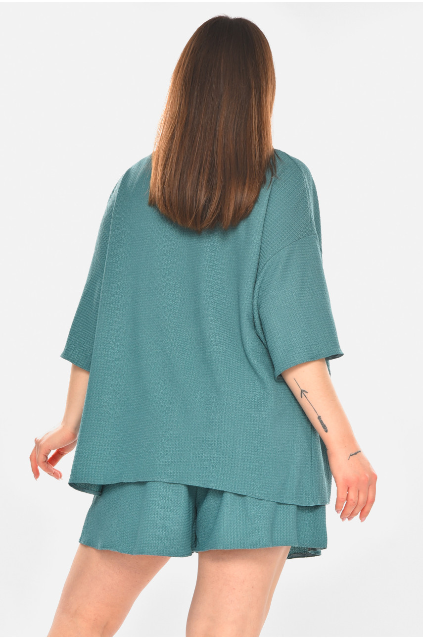 Костюм женский однотонный бирюзового цвета 2412 210330