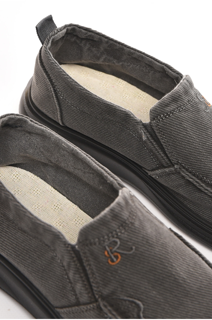 Мокасины мужские темно-серого цвета текстиль М3035-5 210331