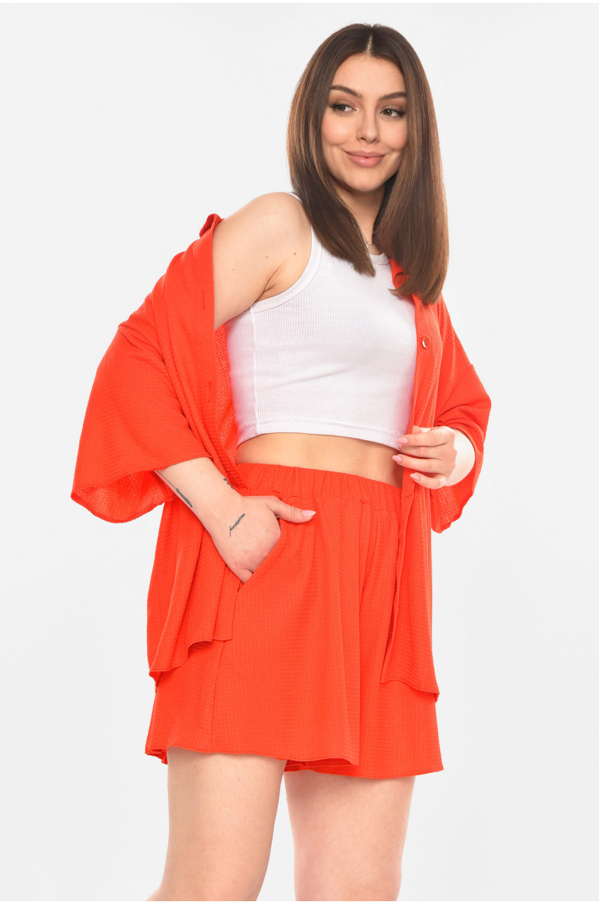 Костюм женский однотонный красного цвета 2412 210332