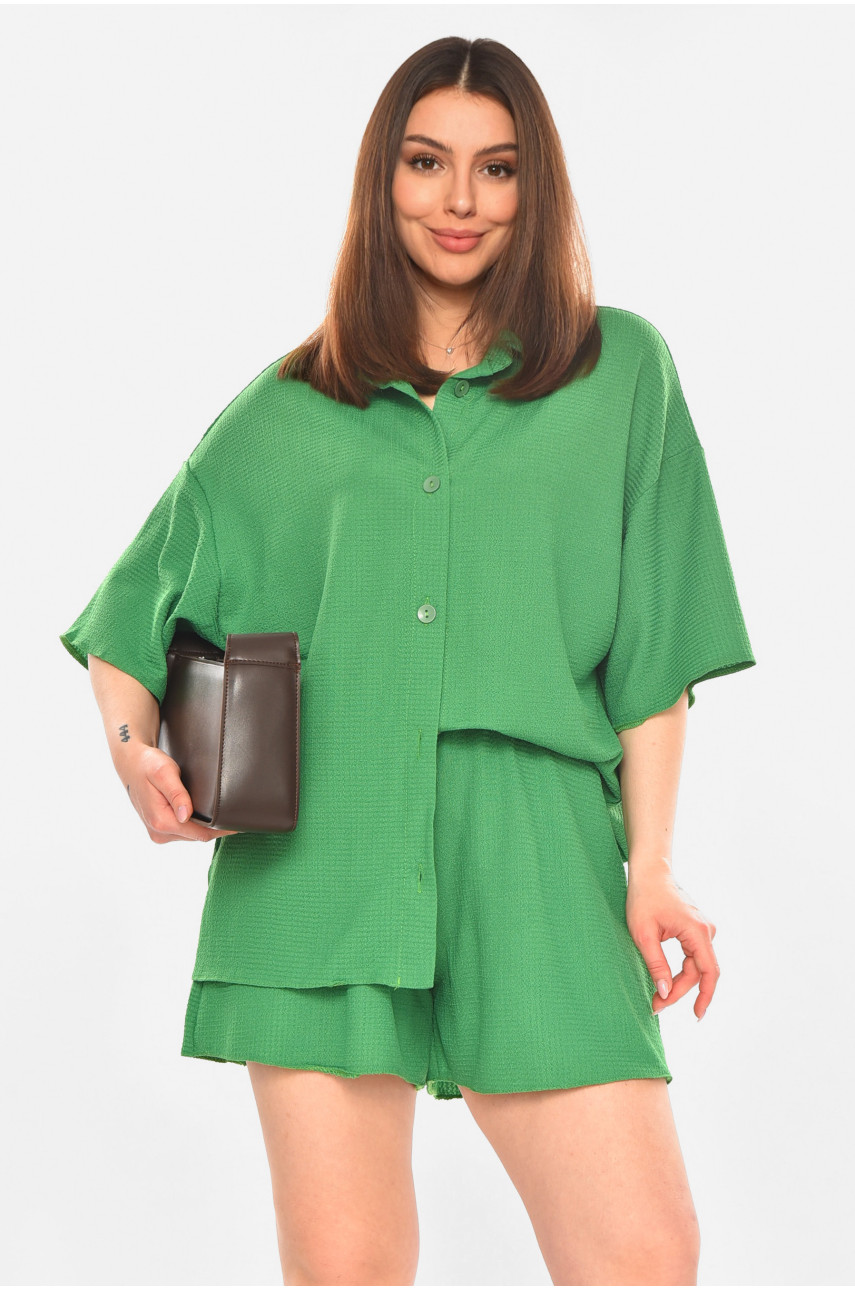 Костюм женский однотонный зеленого цвета 2412 210333