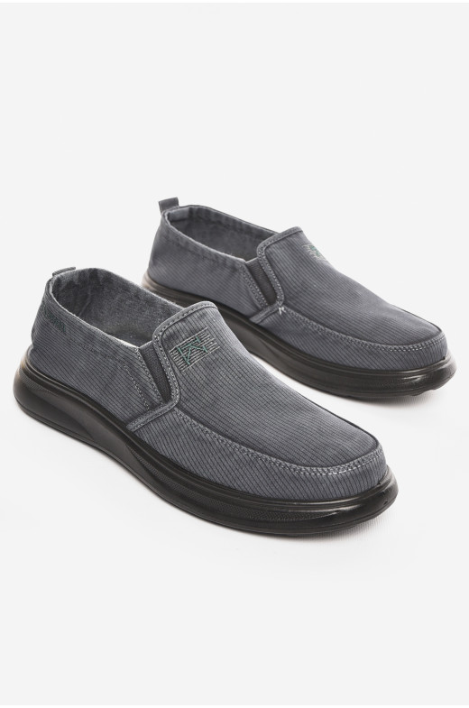 Мокасины мужские темно-серого цвета текстиль М3034-2 210334