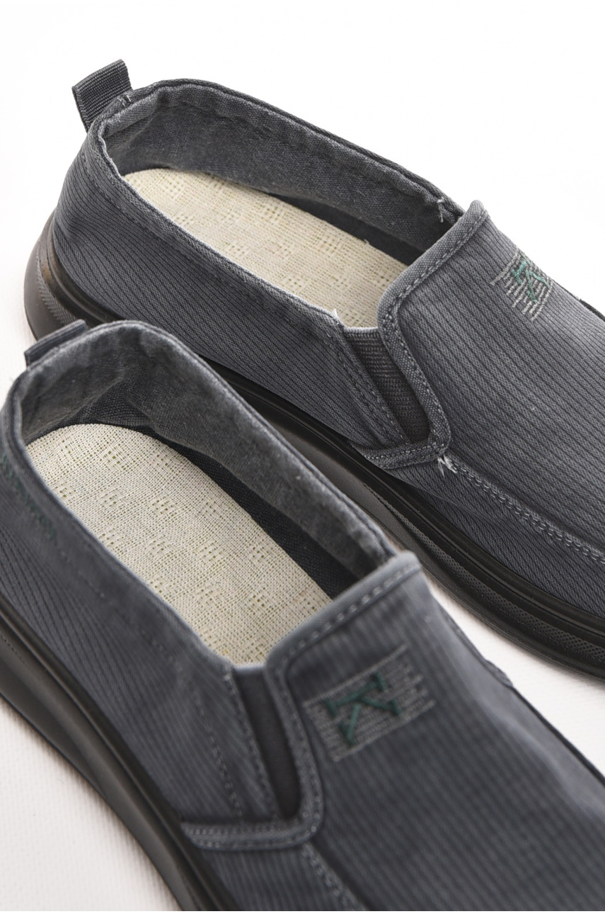 Мокасины мужские темно-серого цвета текстиль М3034-2 210334