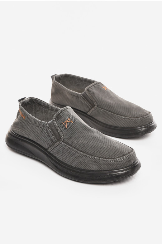 Мокасины мужские темно-серого цвета текстиль М3034-5 210335