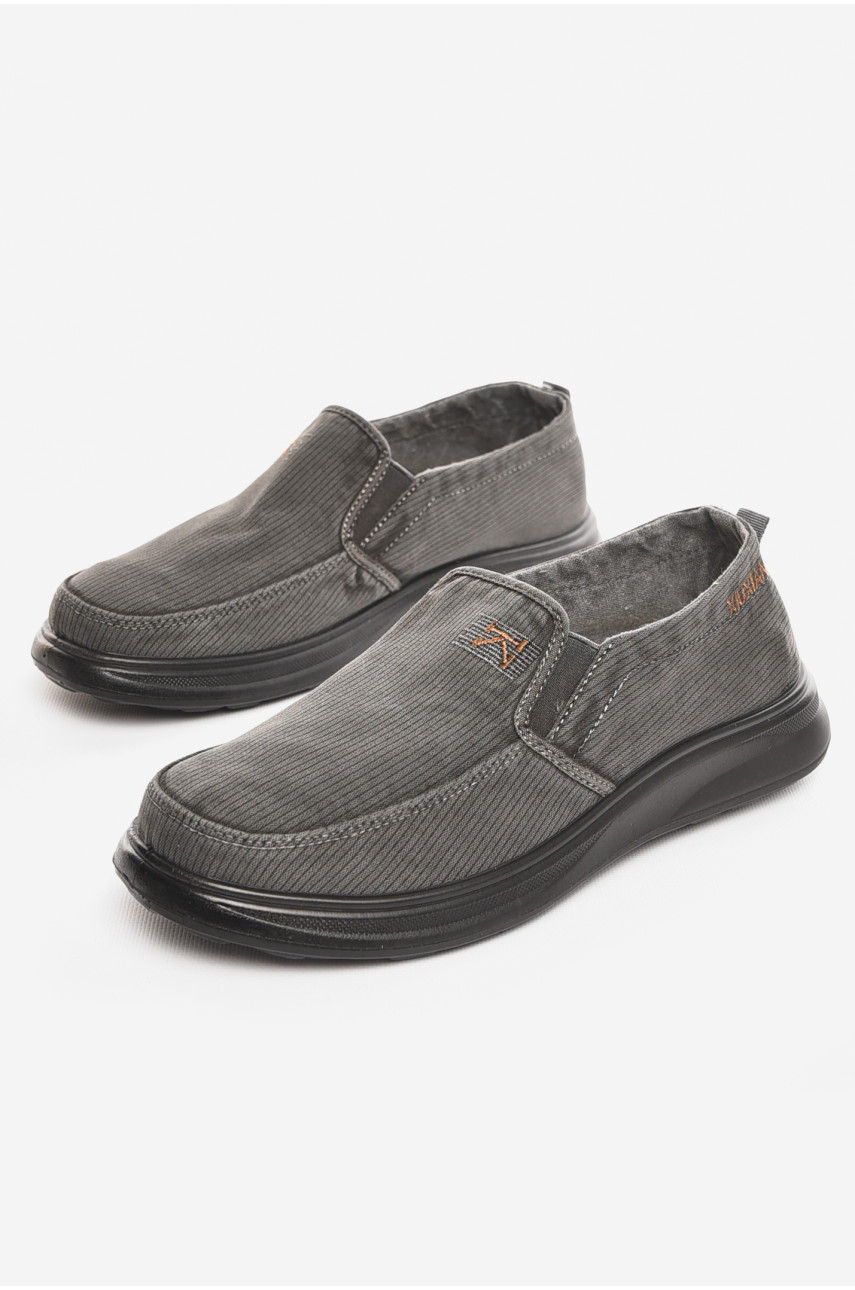 Мокасины мужские темно-серого цвета текстиль М3034-5 210335