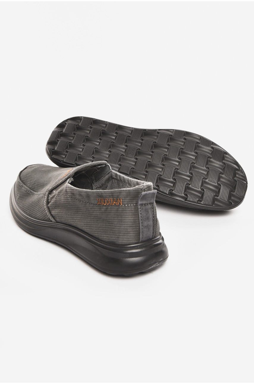 Мокасины мужские темно-серого цвета текстиль М3034-5 210335