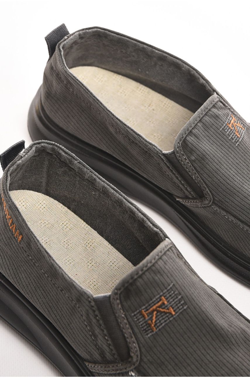 Мокасины мужские темно-серого цвета текстиль М3034-5 210335