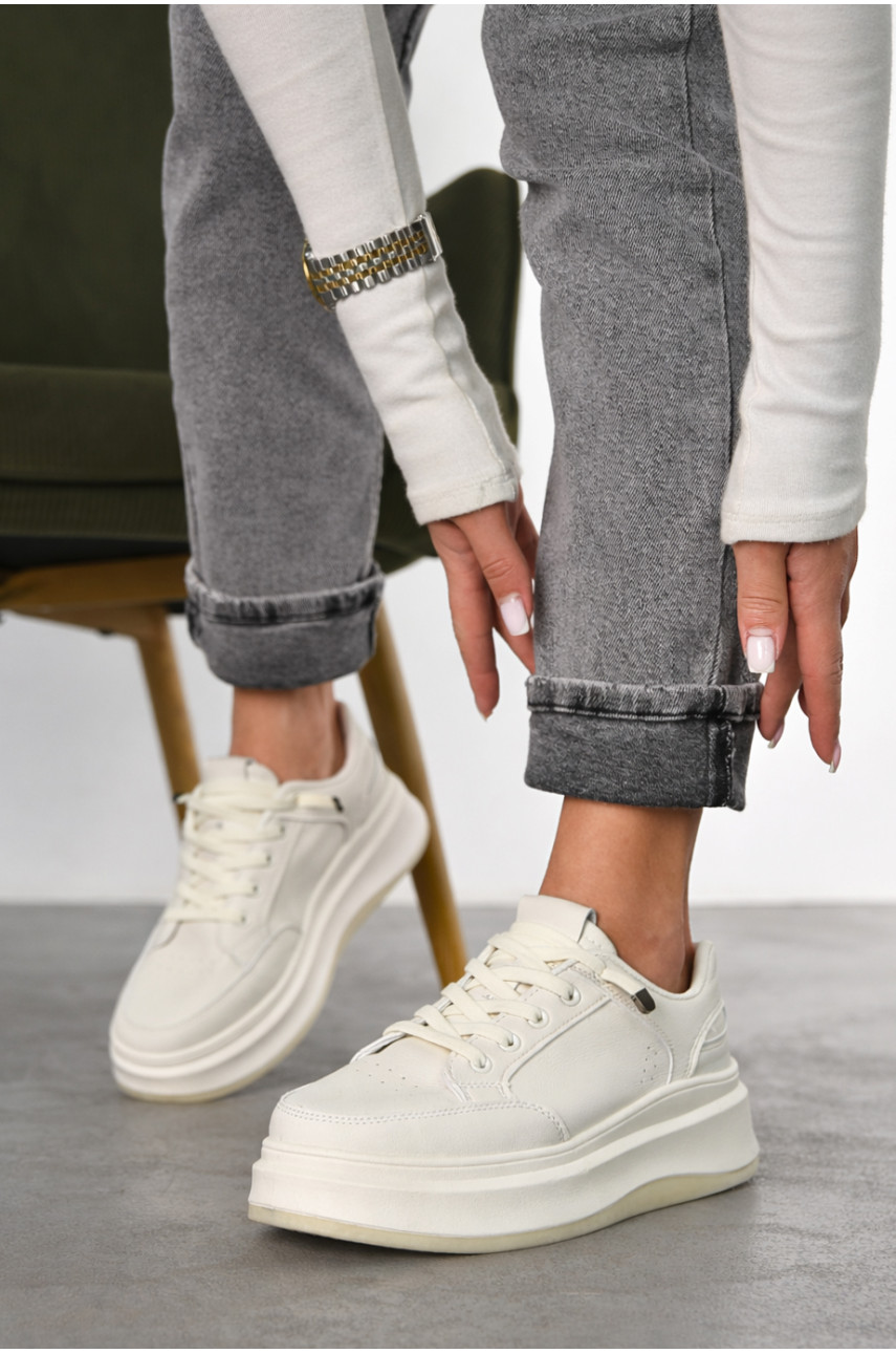 Кроссовки женские молочного цвета в1-3 210340