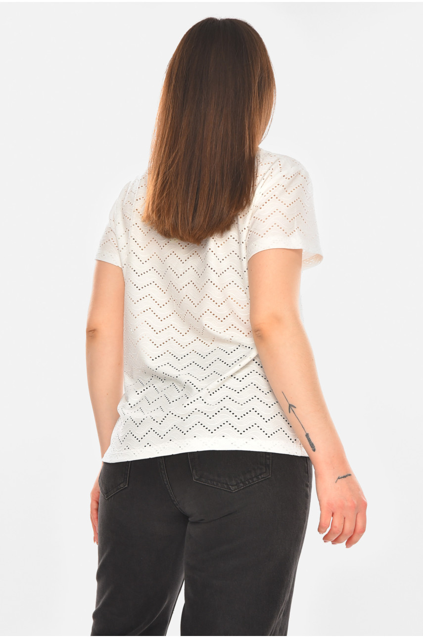 Футболка жіноча однотонна білого кольору 2266 210346