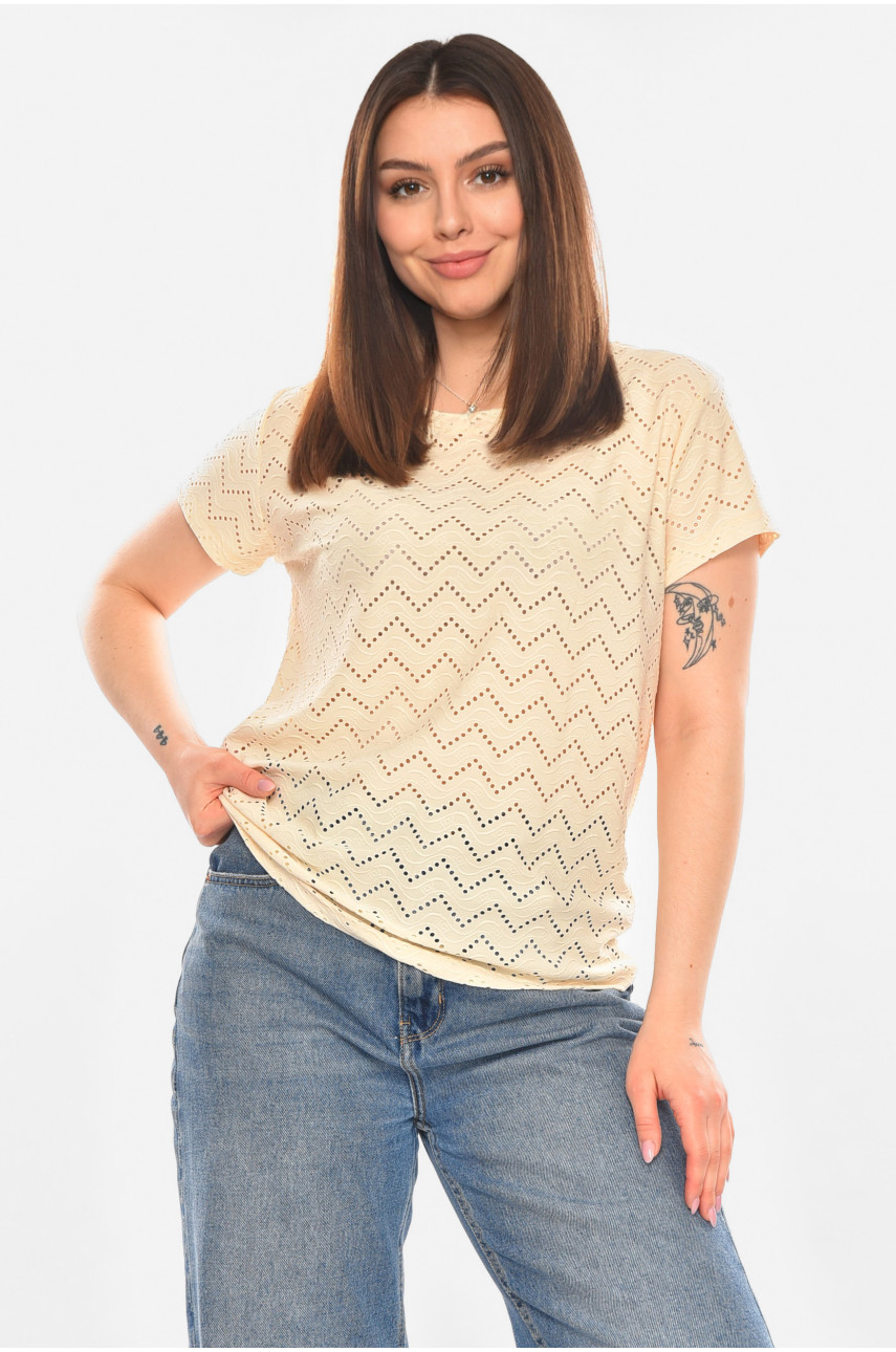 Футболка жіноча однотонна світло-бежевого кольору 2266 210347