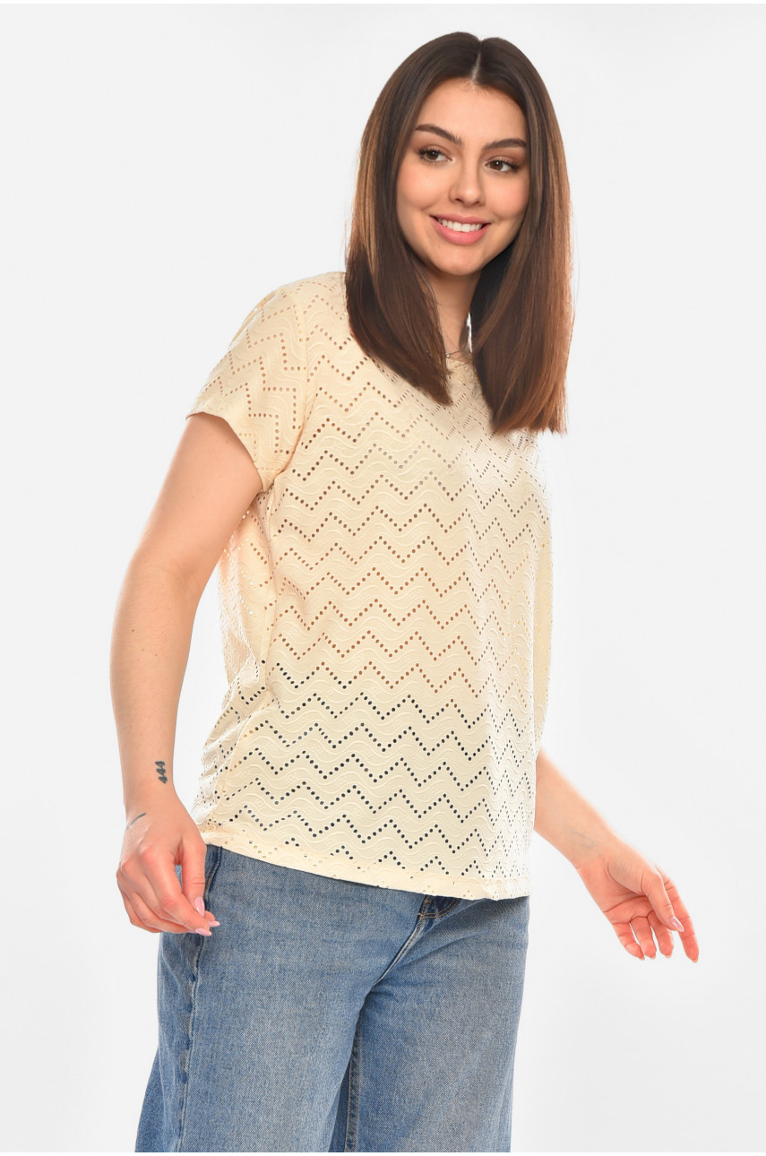 Футболка жіноча однотонна світло-бежевого кольору 2266 210347