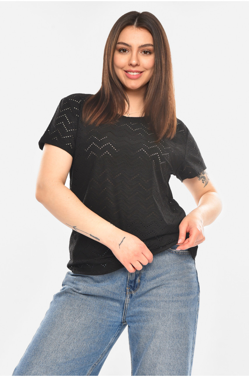 Футболка жіноча однотонна чорного кольору 2266 210348