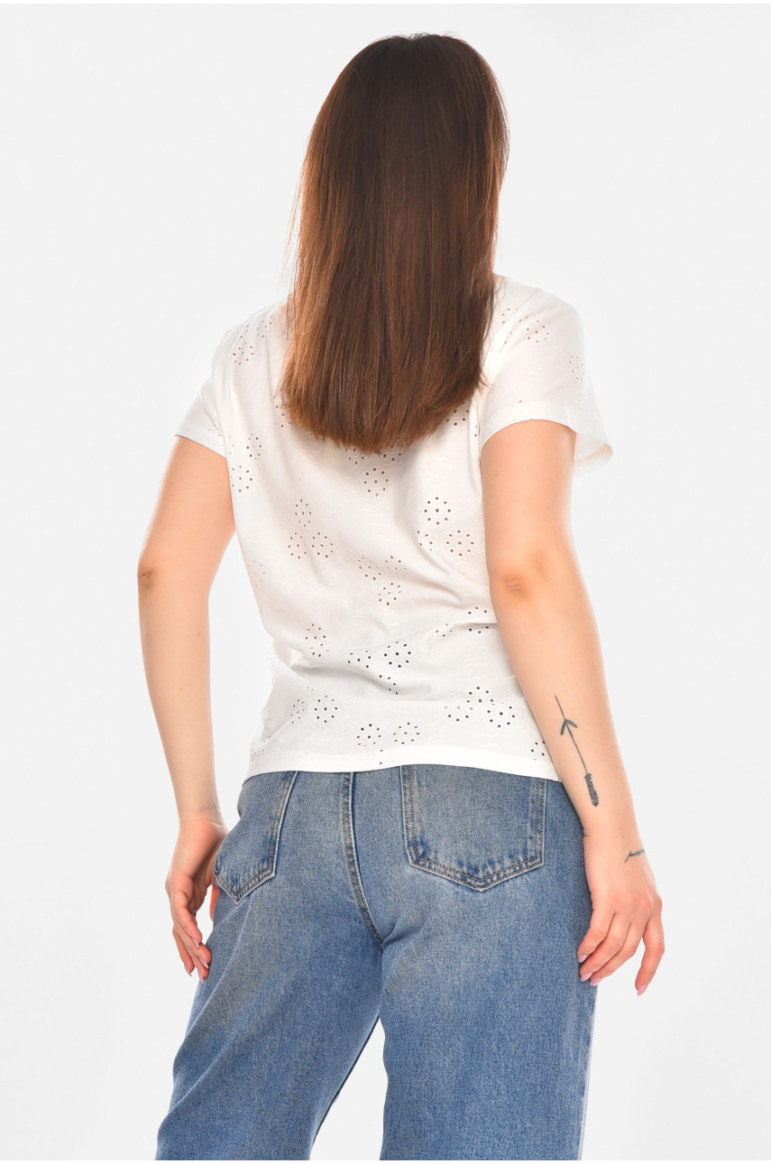 Футболка жіноча однотонна білого кольору 2268 210355