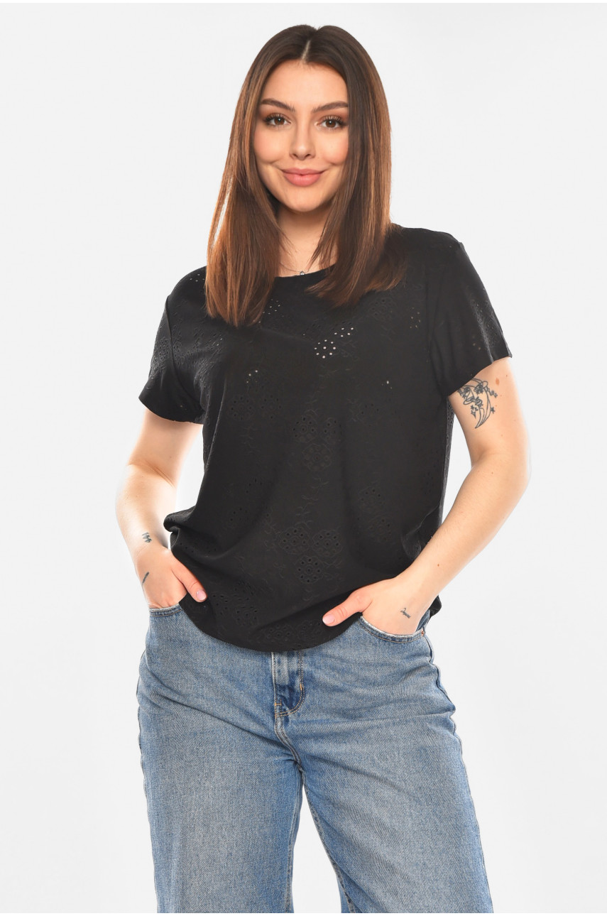 Футболка жіноча однотонна чорного кольору 2268 210358