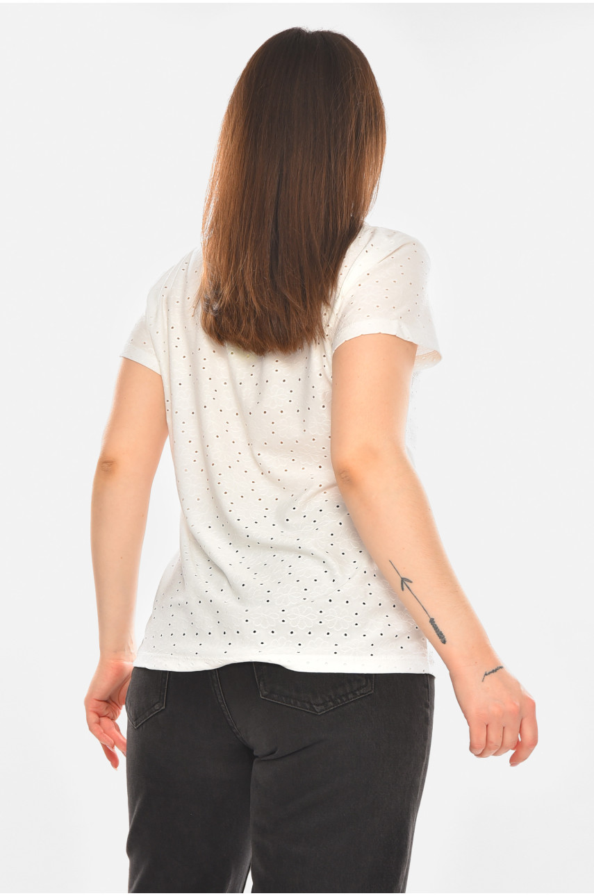 Футболка жіноча однотонна білого кольору 2269 210359