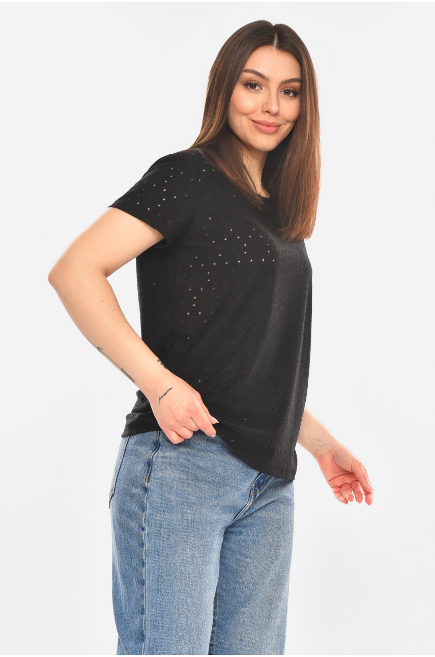 Футболка жіноча однотонна чорного кольору 2269 210360