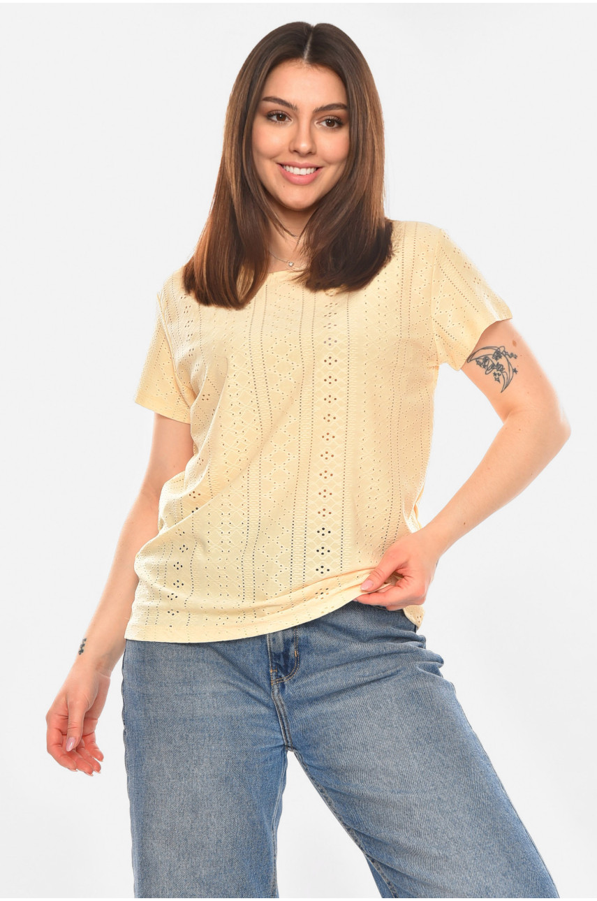 Футболка жіноча однотонна світло-бежевого кольору 2265 210365